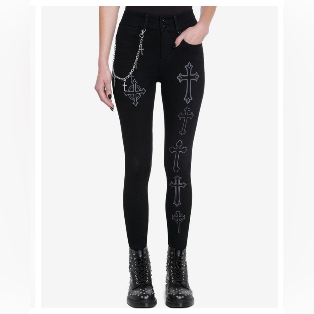 Hot Topic Social Collision Crosses Side Chain Skinny Jeans